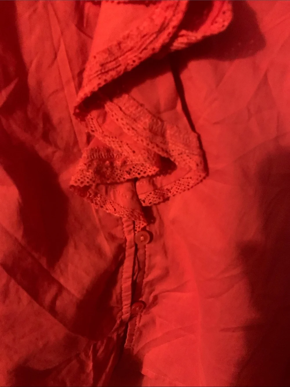 Old Navy Coral Red Ruffle V-Neck Blouse